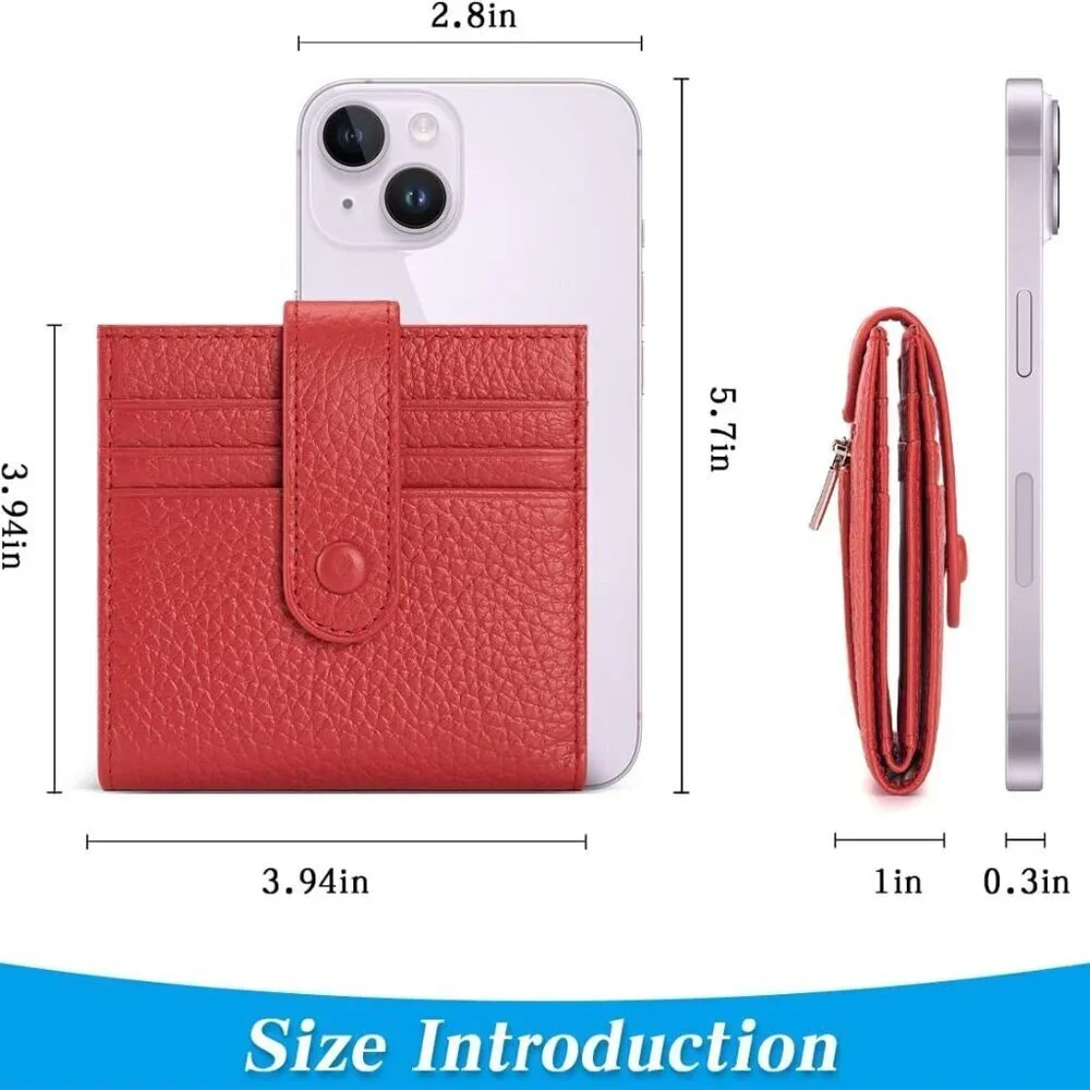 Genuine Leather Slim Wallet for Women Bifold Card Holder with Zipper Coin Pouch